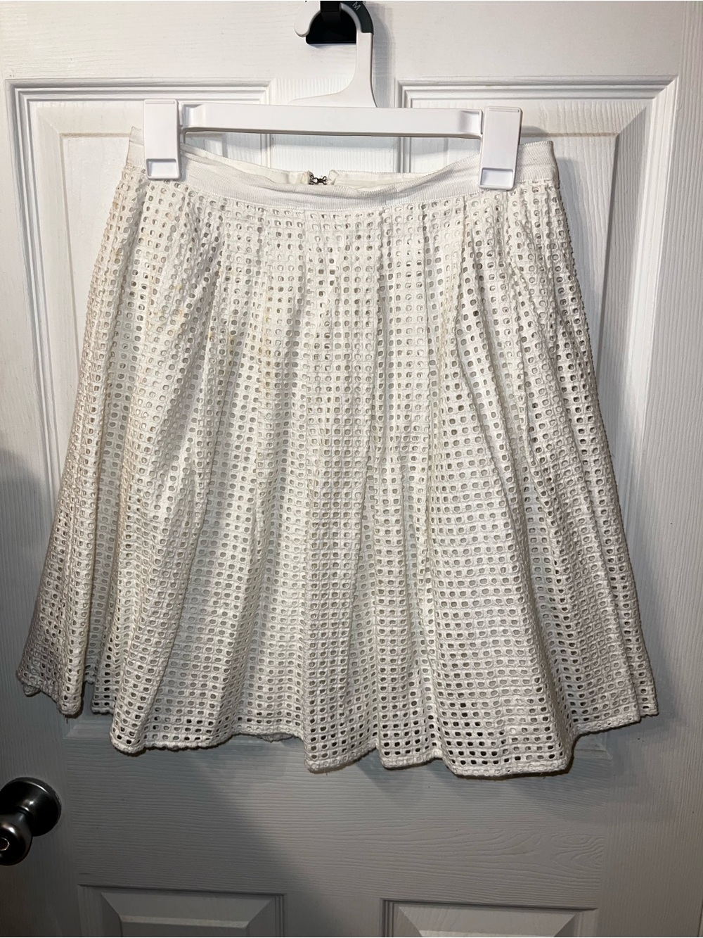 JOIE White Geometric Eyelet Lace A-Line Flare Skirt S